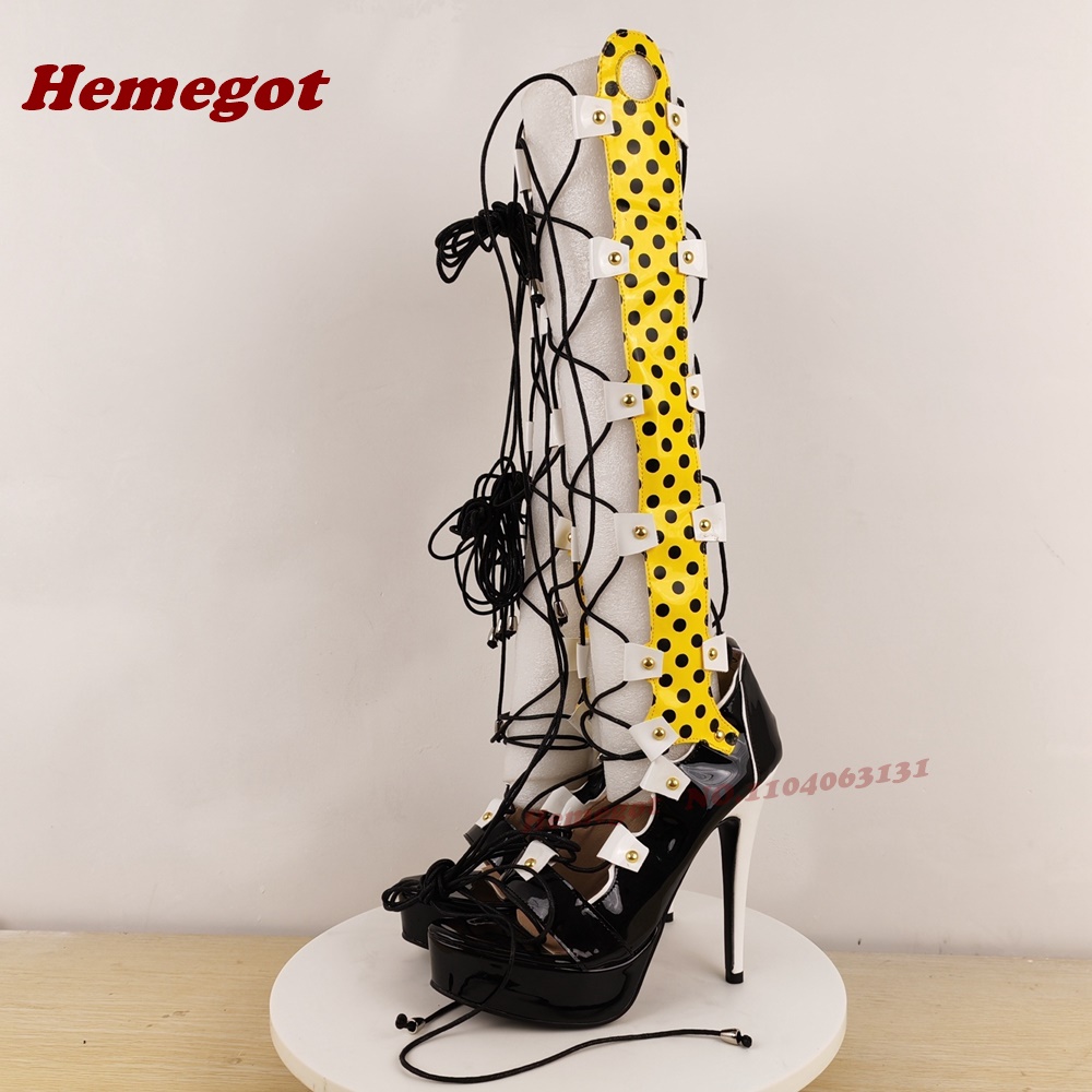 Sandal Strappy Heeled - Colorful Platform Lace-Up Sandals Peep Toe