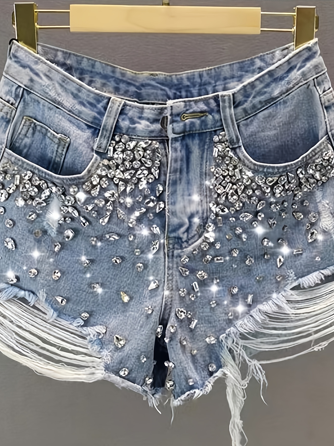 Hot girl style rhinestone ripp – обзор и цена Shorts Denim Frayed