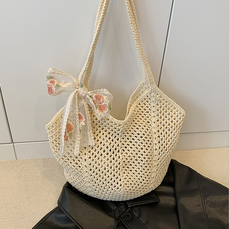 Summer Lace Bow Tote Bags Wome – обзор и цена Crochet Bag Raffia
