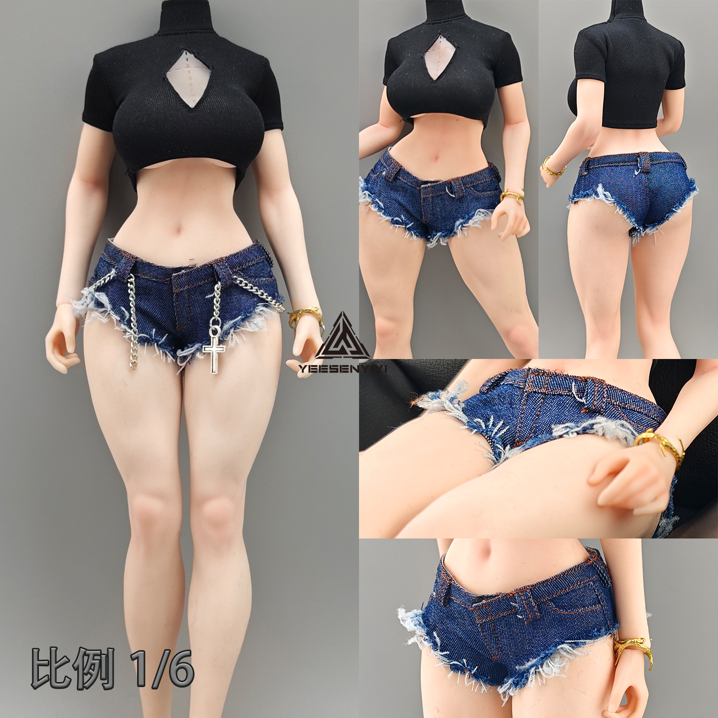 1/6 Scale Distressed Denim Min – обзор и цена Shorts Denim Frayed