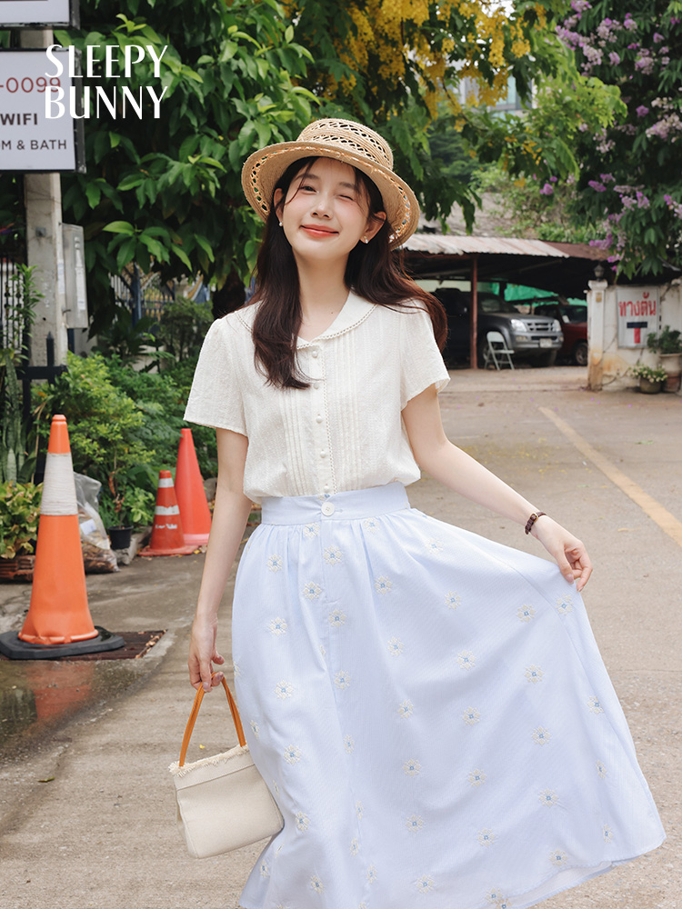 Vintage White Shirt Floral Emb – обзор и цена Midi Skirt Floral