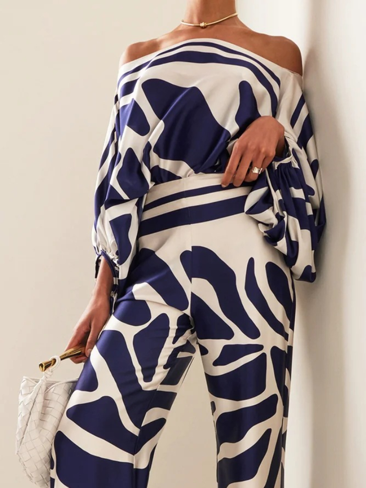 Women's Printed Satin 2-piece  – обзор и цена Blouse Off Shoulder