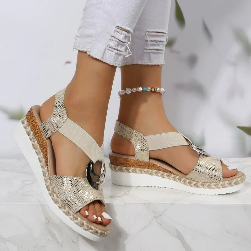 Metal Buckle Wedge Sandals for – обзор и цена Wedge Espadrille Women