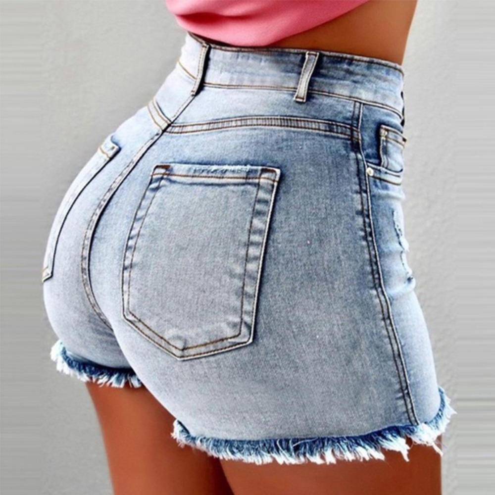 Women's High Waisted Denim Sho – обзор и цена Shorts Denim Frayed