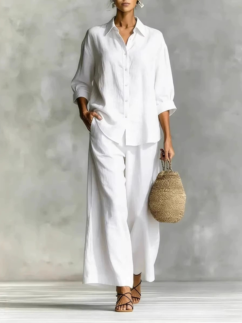 Women's New 7-Sleeve Shirt & W – обзор и цена Linen Pant Wide