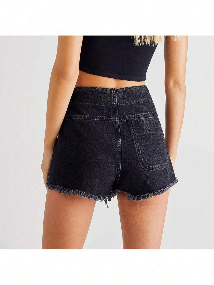 Women Denim Wrap Skort High Wa – обзор и цена Shorts Denim Frayed
