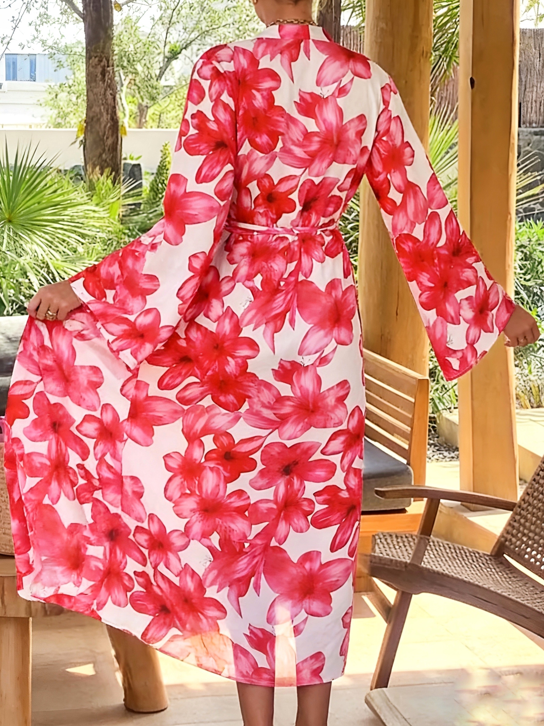 Women's Red Floral Kimono Robe – обзор и цена Kimono Sheer Floral