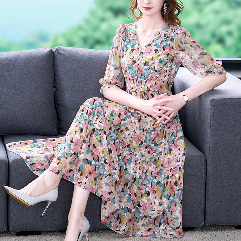 Summer Floral Natural Silk V-N – обзор и цена Midi Skirt Floral