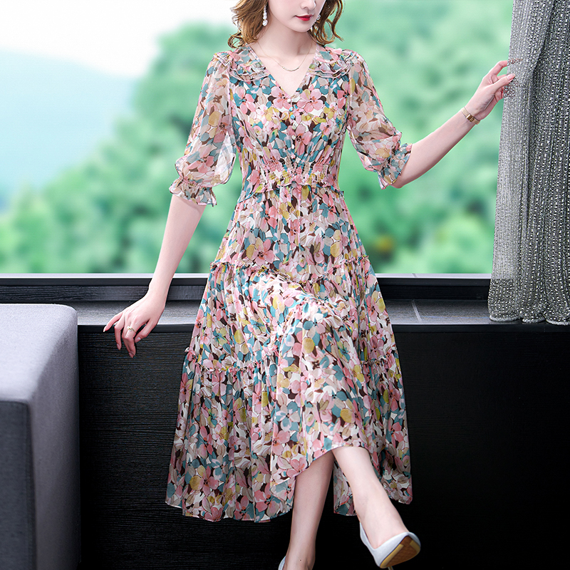Summer Floral Natural Silk V-N – обзор и цена Midi Skirt Floral