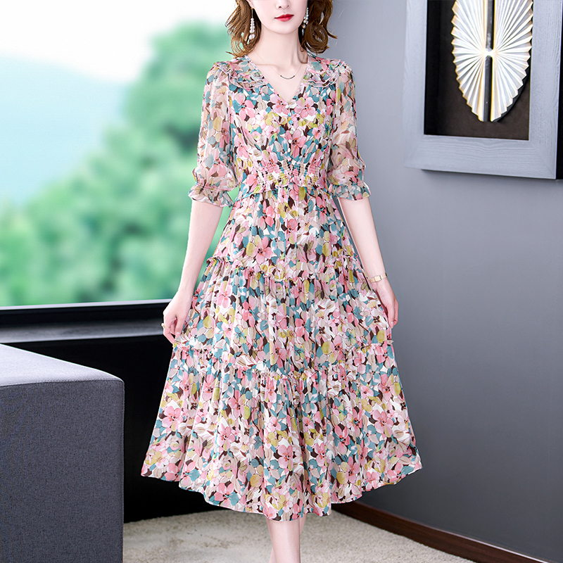 Summer Floral Natural Silk V-N – обзор и цена Midi Skirt Floral
