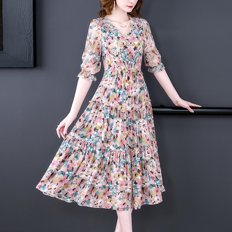 Summer Floral Natural Silk V-N – обзор и цена Midi Skirt Floral