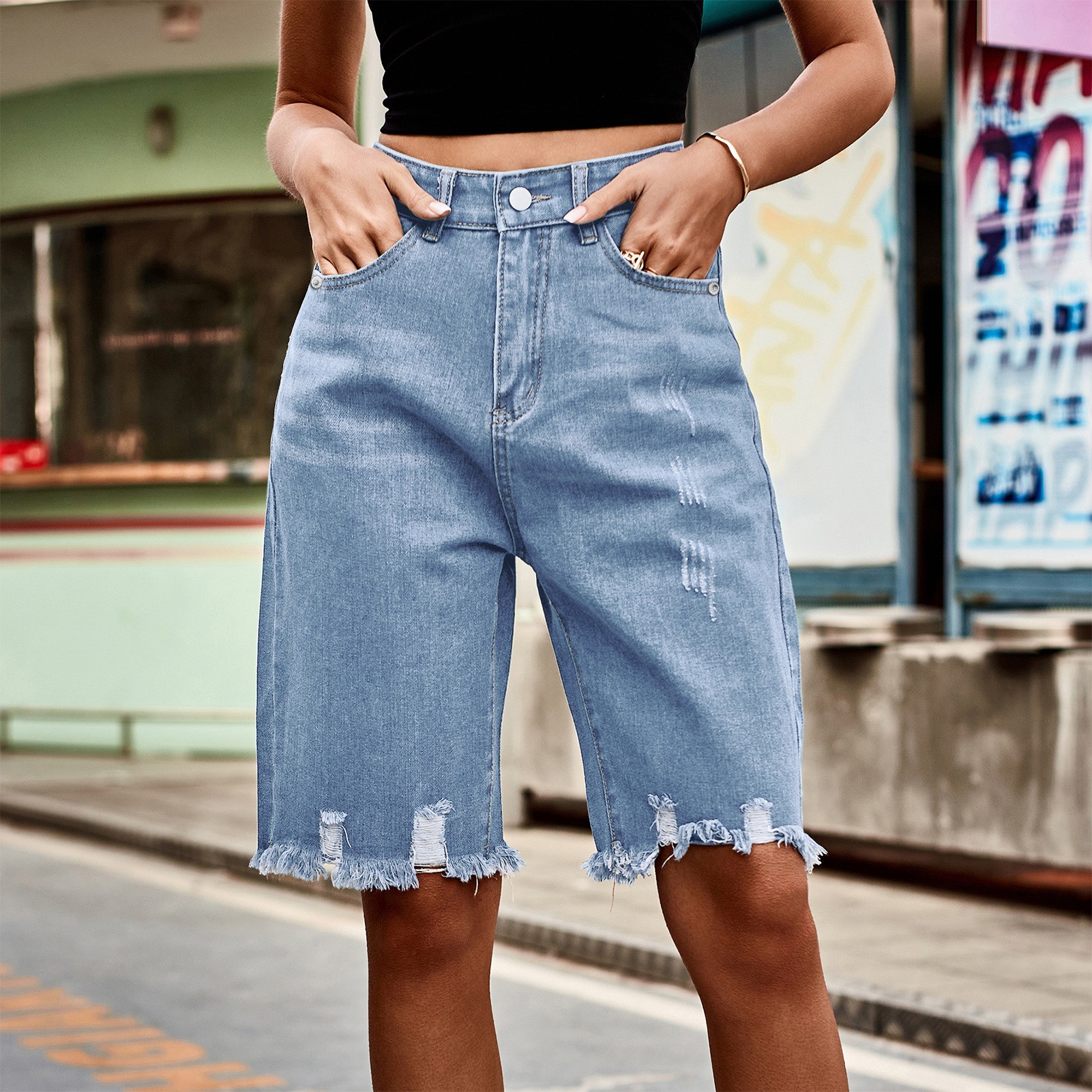 Summer Women's Clothing Distre – обзор и цена Shorts Denim Frayed