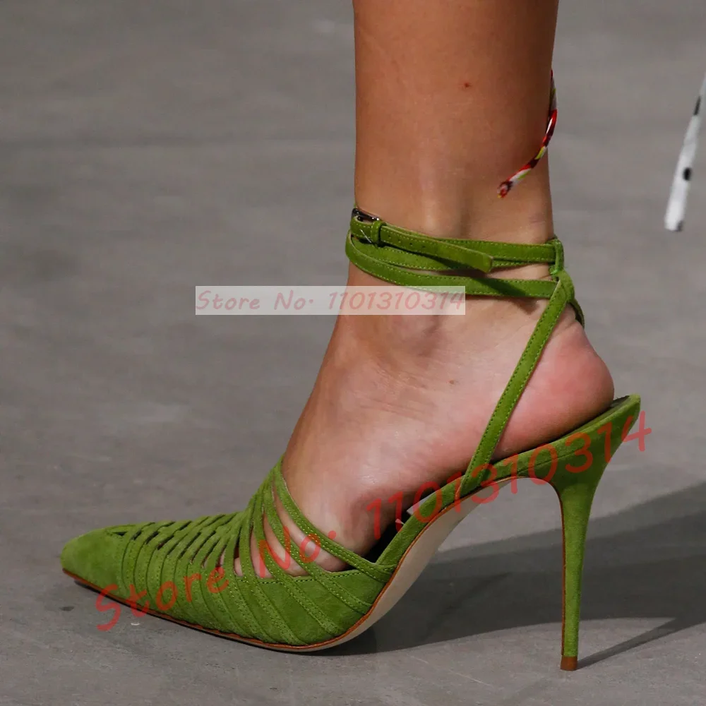 Green Vegan Suede Strappy Sand – обзор и цена Sandal Strappy Heeled