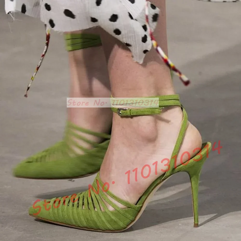 Green Vegan Suede Strappy Sand – обзор и цена Sandal Strappy Heeled